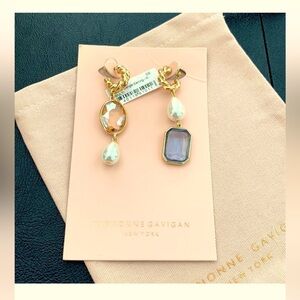 Mignonne Gavigan Leonie Earrings – Asymmetrical, Faux Gemstones & Pearls NWT